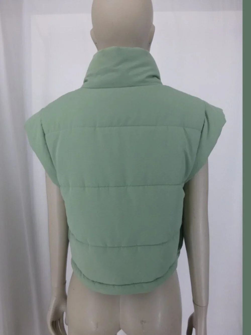 For Love & Lemons Mint Green Cropped Puffer Vest - Picture 5 of 12